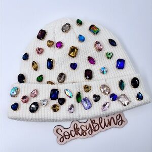 Colorful Rhinestone Beanie| Distressed fisherman Beanie| Glam Junk hat